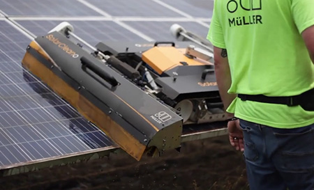 solar panel cleaning service with robot